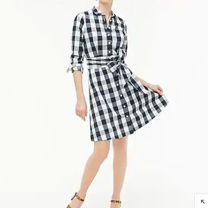 NWT J Crew Tie Waist Poplin Gingham Dress Sz 00
